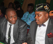 Akwa Ibom State Information Commissioner, Aniekan Umanah (Right) with NUJ President, Mallam Mohammed Garba